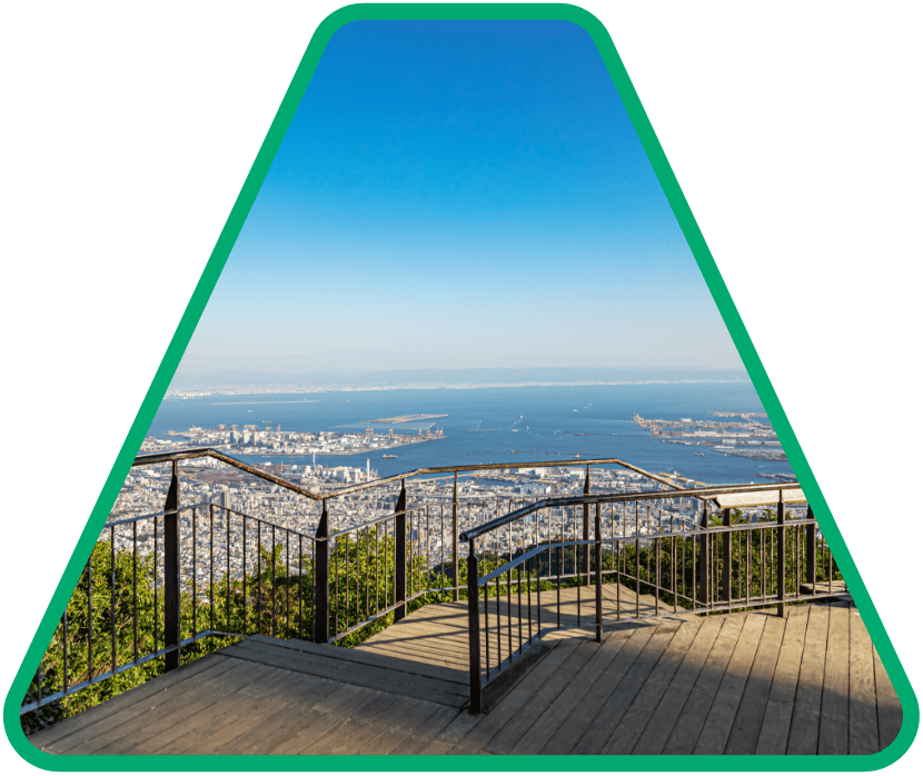 La vue du centre-ville de Kobe depuis Kikuseidai, le mont Maya.